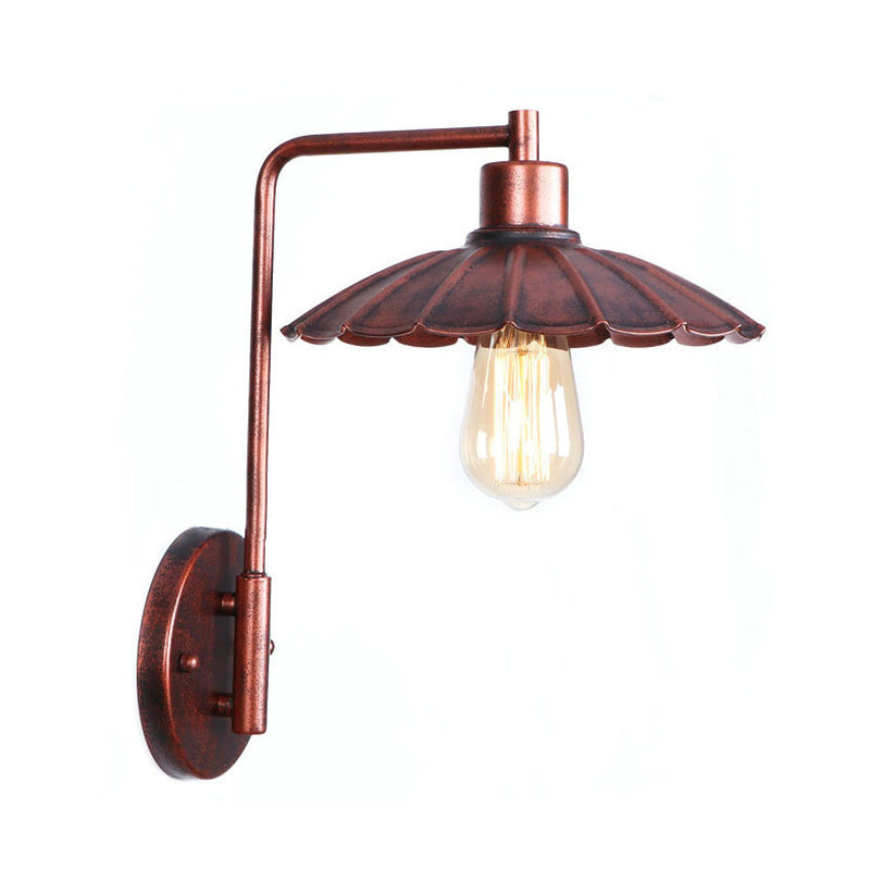 One Bulb Wall Sconce with Cone/Dome/Wide Flare Shade Metal Industrial Dining Room Light Fixture in Copper Clearhalo 'Art deco wall lights' 'Cast Iron' 'Glass' 'Industrial wall lights' 'Industrial' 'Middle century wall lights' 'Modern' 'Rustic wall lights' 'Tiffany' 'Traditional wall lights' 'Wall Lamps & Sconces' 'Wall Lights' Lighting' 468095