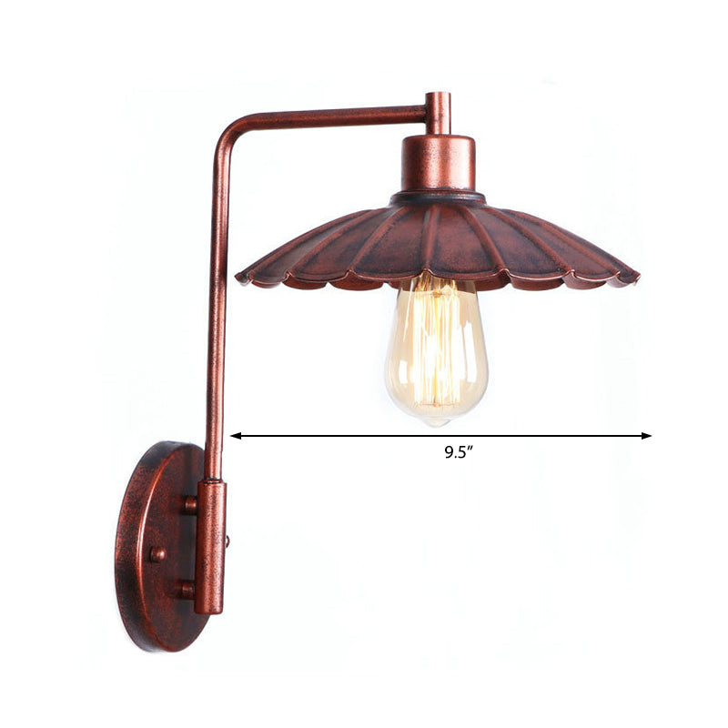 One Bulb Wall Sconce with Cone/Dome/Wide Flare Shade Metal Industrial Dining Room Light Fixture in Copper Clearhalo 'Art deco wall lights' 'Cast Iron' 'Glass' 'Industrial wall lights' 'Industrial' 'Middle century wall lights' 'Modern' 'Rustic wall lights' 'Tiffany' 'Traditional wall lights' 'Wall Lamps & Sconces' 'Wall Lights' Lighting' 468096