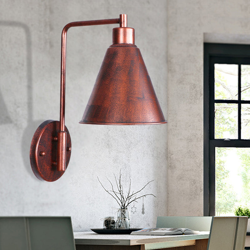 One Bulb Wall Sconce with Cone/Dome/Wide Flare Shade Metal Industrial Dining Room Light Fixture in Copper Copper C Clearhalo 'Art deco wall lights' 'Cast Iron' 'Glass' 'Industrial wall lights' 'Industrial' 'Middle century wall lights' 'Modern' 'Rustic wall lights' 'Tiffany' 'Traditional wall lights' 'Wall Lamps & Sconces' 'Wall Lights' Lighting' 468097