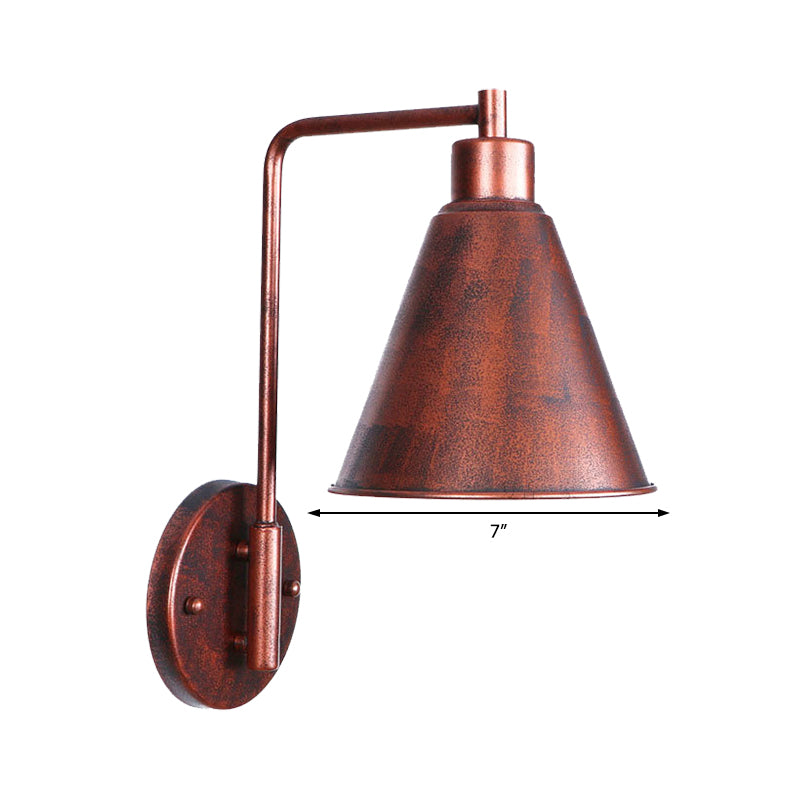 One Bulb Wall Sconce with Cone/Dome/Wide Flare Shade Metal Industrial Dining Room Light Fixture in Copper Clearhalo 'Art deco wall lights' 'Cast Iron' 'Glass' 'Industrial wall lights' 'Industrial' 'Middle century wall lights' 'Modern' 'Rustic wall lights' 'Tiffany' 'Traditional wall lights' 'Wall Lamps & Sconces' 'Wall Lights' Lighting' 468100