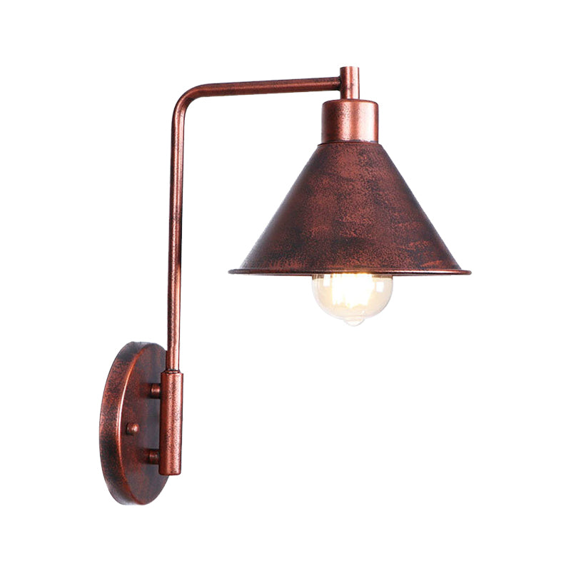 One Bulb Wall Sconce with Cone/Dome/Wide Flare Shade Metal Industrial Dining Room Light Fixture in Copper Clearhalo 'Art deco wall lights' 'Cast Iron' 'Glass' 'Industrial wall lights' 'Industrial' 'Middle century wall lights' 'Modern' 'Rustic wall lights' 'Tiffany' 'Traditional wall lights' 'Wall Lamps & Sconces' 'Wall Lights' Lighting' 468103