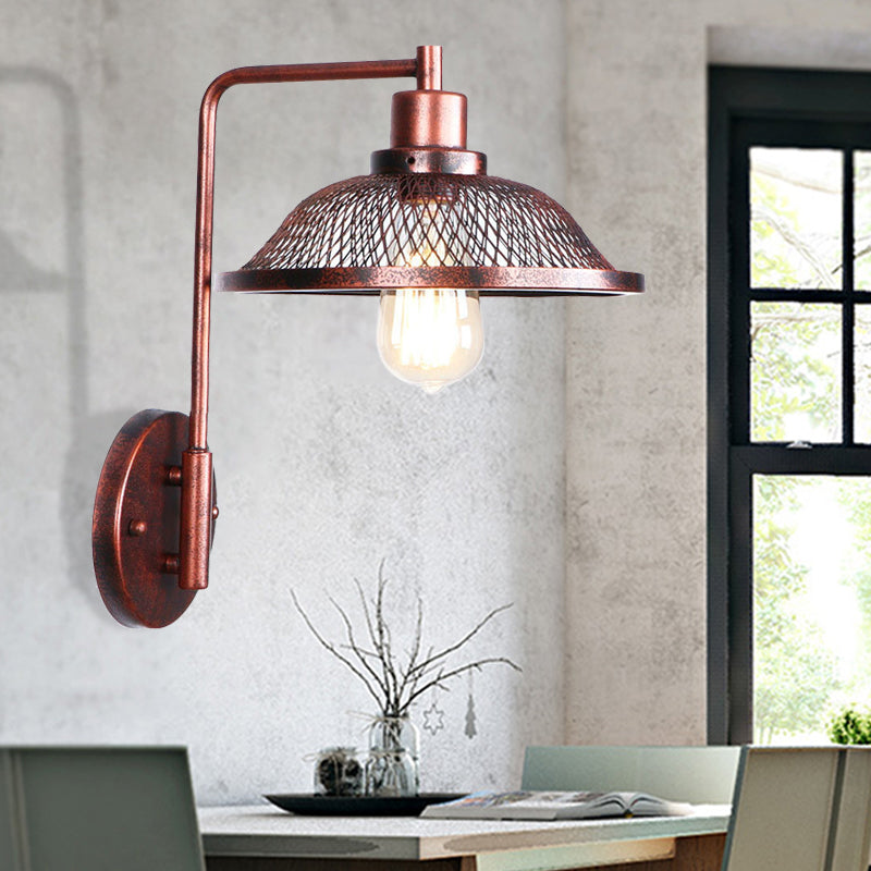 One Bulb Wall Sconce with Cone/Dome/Wide Flare Shade Metal Industrial Dining Room Light Fixture in Copper Copper E Clearhalo 'Art deco wall lights' 'Cast Iron' 'Glass' 'Industrial wall lights' 'Industrial' 'Middle century wall lights' 'Modern' 'Rustic wall lights' 'Tiffany' 'Traditional wall lights' 'Wall Lamps & Sconces' 'Wall Lights' Lighting' 468105