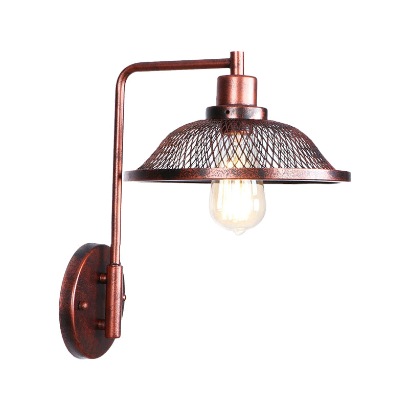 One Bulb Wall Sconce with Cone/Dome/Wide Flare Shade Metal Industrial Dining Room Light Fixture in Copper Clearhalo 'Art deco wall lights' 'Cast Iron' 'Glass' 'Industrial wall lights' 'Industrial' 'Middle century wall lights' 'Modern' 'Rustic wall lights' 'Tiffany' 'Traditional wall lights' 'Wall Lamps & Sconces' 'Wall Lights' Lighting' 468107