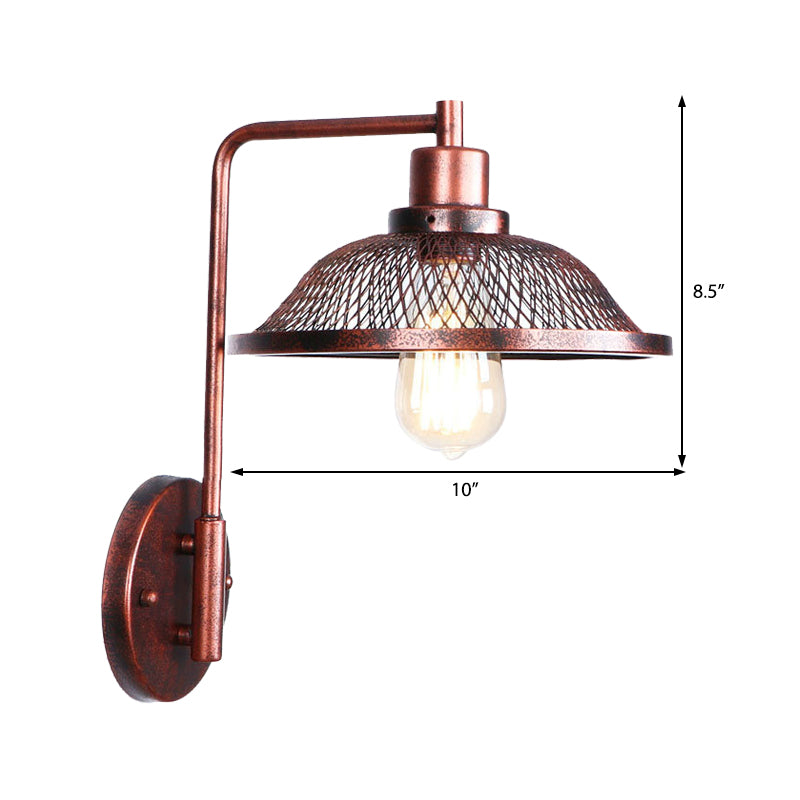 One Bulb Wall Sconce with Cone/Dome/Wide Flare Shade Metal Industrial Dining Room Light Fixture in Copper Clearhalo 'Art deco wall lights' 'Cast Iron' 'Glass' 'Industrial wall lights' 'Industrial' 'Middle century wall lights' 'Modern' 'Rustic wall lights' 'Tiffany' 'Traditional wall lights' 'Wall Lamps & Sconces' 'Wall Lights' Lighting' 468108