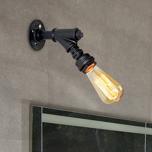 1 Head Wall Light Sconce Antique Stylish Piped Metal Mini Sconce Lighting Fixture in Rust/Black for Restaurant Clearhalo 'Art deco wall lights' 'Cast Iron' 'Glass' 'Industrial wall lights' 'Industrial' 'Middle century wall lights' 'Modern' 'Rustic wall lights' 'Tiffany' 'Traditional wall lights' 'Wall Lamps & Sconces' 'Wall Lights' Lighting' 468124