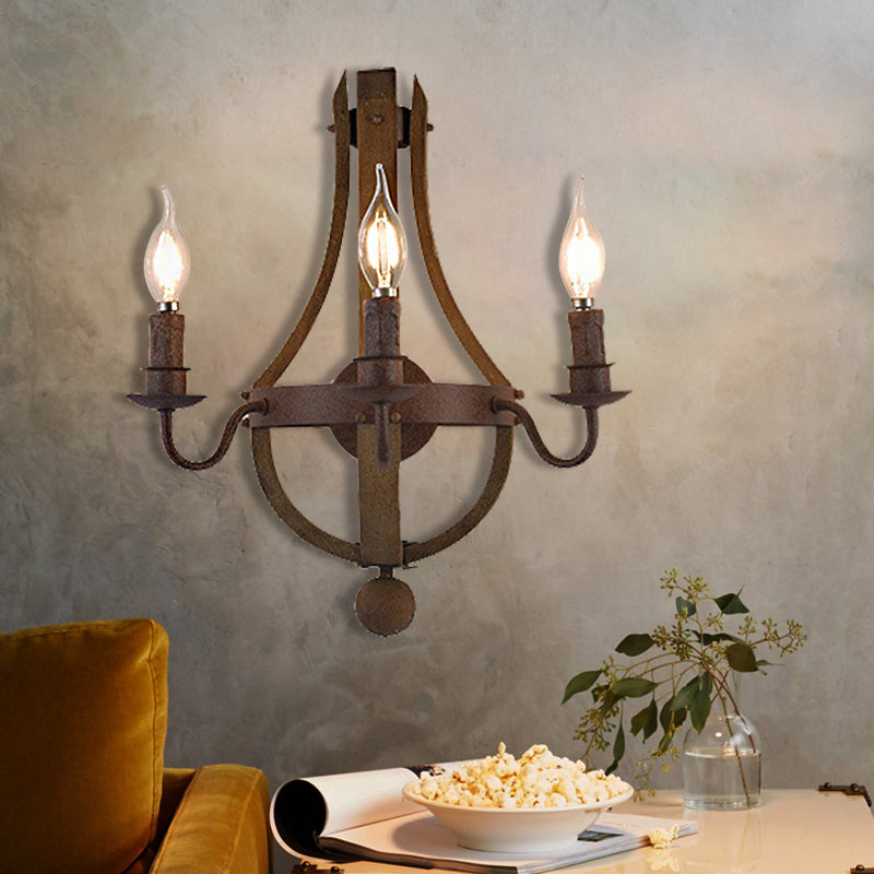 Rust Candle Wall Lighting Rustic Style Metal 1/2/3-Light Dining Room Sconce Lamp 3.0 Rust Clearhalo 'Art deco wall lights' 'Cast Iron' 'Glass' 'Industrial wall lights' 'Industrial' 'Middle century wall lights' 'Modern' 'Rustic wall lights' 'Tiffany' 'Traditional wall lights' 'Wall Lamps & Sconces' 'Wall Lights' Lighting' 468129