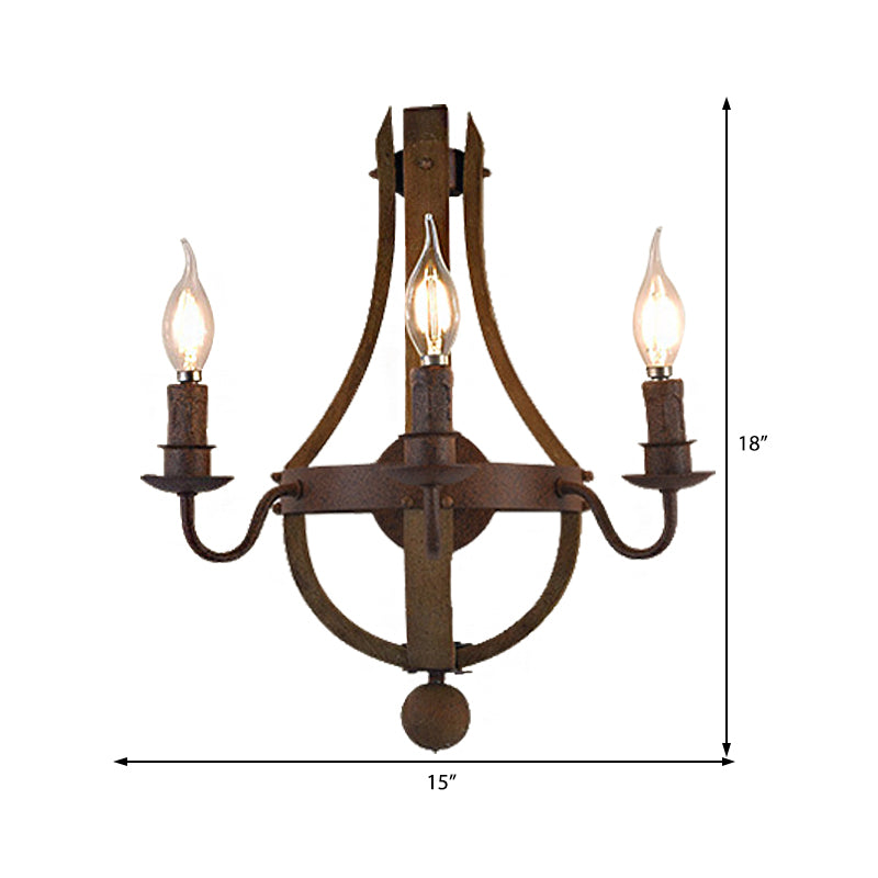 Rust Candle Wall Lighting Rustic Style Metal 1/2/3-Light Dining Room Sconce Lamp Clearhalo 'Art deco wall lights' 'Cast Iron' 'Glass' 'Industrial wall lights' 'Industrial' 'Middle century wall lights' 'Modern' 'Rustic wall lights' 'Tiffany' 'Traditional wall lights' 'Wall Lamps & Sconces' 'Wall Lights' Lighting' 468131