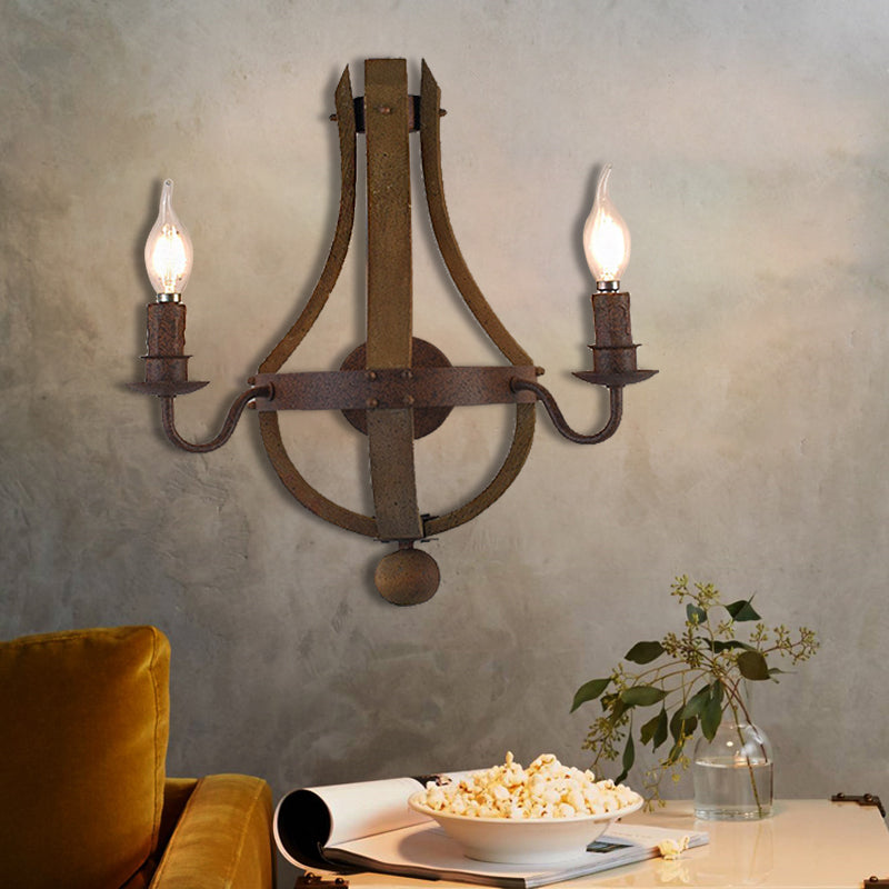 Rust Candle Wall Lighting Rustic Style Metal 1/2/3-Light Dining Room Sconce Lamp 2.0 Rust Clearhalo 'Art deco wall lights' 'Cast Iron' 'Glass' 'Industrial wall lights' 'Industrial' 'Middle century wall lights' 'Modern' 'Rustic wall lights' 'Tiffany' 'Traditional wall lights' 'Wall Lamps & Sconces' 'Wall Lights' Lighting' 468132