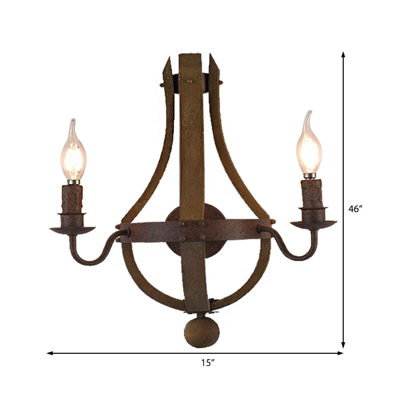 Rust Candle Wall Lighting Rustic Style Metal 1/2/3-Light Dining Room Sconce Lamp Clearhalo 'Art deco wall lights' 'Cast Iron' 'Glass' 'Industrial wall lights' 'Industrial' 'Middle century wall lights' 'Modern' 'Rustic wall lights' 'Tiffany' 'Traditional wall lights' 'Wall Lamps & Sconces' 'Wall Lights' Lighting' 468134