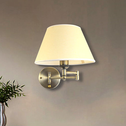 Swing Arm Paper Wall Mount Lamp with Shade Modern 1 Light White/Beige Sconce Light Fixture for Living Room Beige Clearhalo 'Modern wall lights' 'Modern' 'Wall Lamps & Sconces' 'Wall Lights' Lighting' 468320