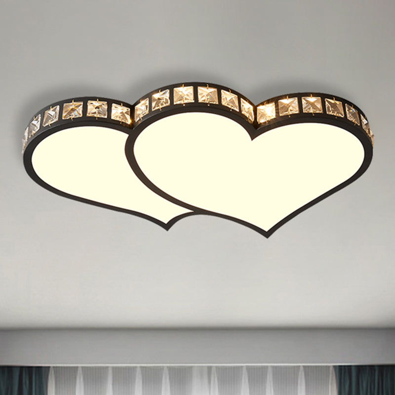 Modern Heart Flushmount with Crystal Accents and Frosted Diffuser Black/Gold Led Flush Ceiling Light in 3 Color/White Clearhalo 'Ceiling Lights' 'Close To Ceiling Lights' 'Close to ceiling' 'Flush mount' Lighting' 468488