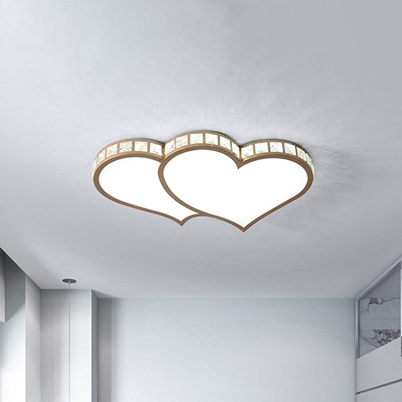 Modern Heart Flushmount with Crystal Accents and Frosted Diffuser Black/Gold Led Flush Ceiling Light in 3 Color/White Clearhalo 'Ceiling Lights' 'Close To Ceiling Lights' 'Close to ceiling' 'Flush mount' Lighting' 468489