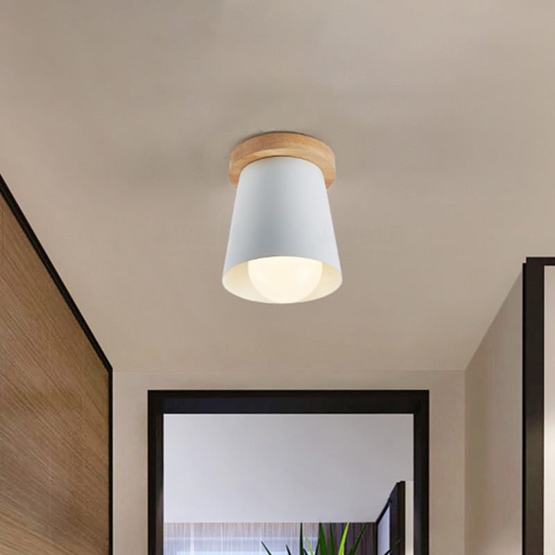 1 Bulb Gray/White/Green Conical Flush Mount Ceiling Light Metal Contemporary Ceiling Mounted Light for Bedroom Clearhalo 'Ceiling Lights' 'Close To Ceiling Lights' 'Close to ceiling' 'Flush mount' Lighting' 468508