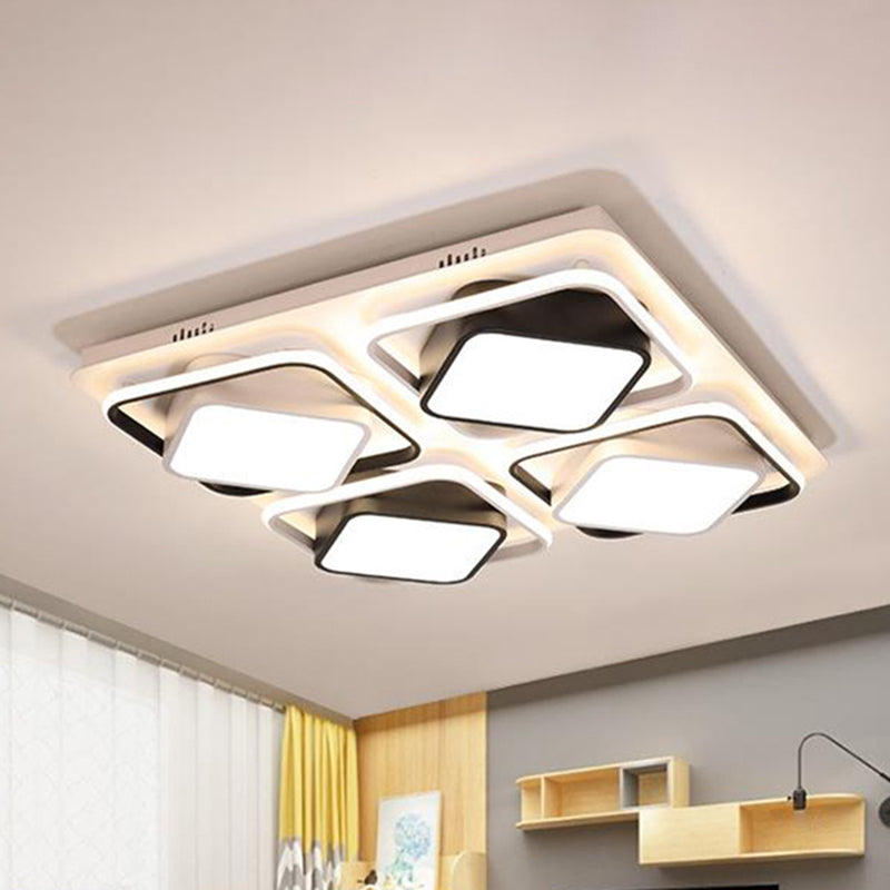 Black and White Cube Flushmount Light Modern Simple Led Indoor Flush Mount Ceiling Light in Third Gear, 27.5"/41" W Clearhalo 'Ceiling Lights' 'Close To Ceiling Lights' 'Close to ceiling' 'Flush mount' Lighting' 468514