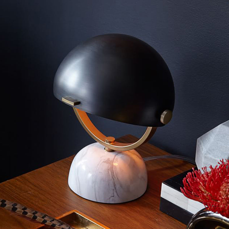 Black/Red Finish Domed Table Lamp Modern Style 1-Bulb Metal Table Light with Marble Base for Bedroom Clearhalo 'Lamps' 'Table Lamps' Lighting' 468524