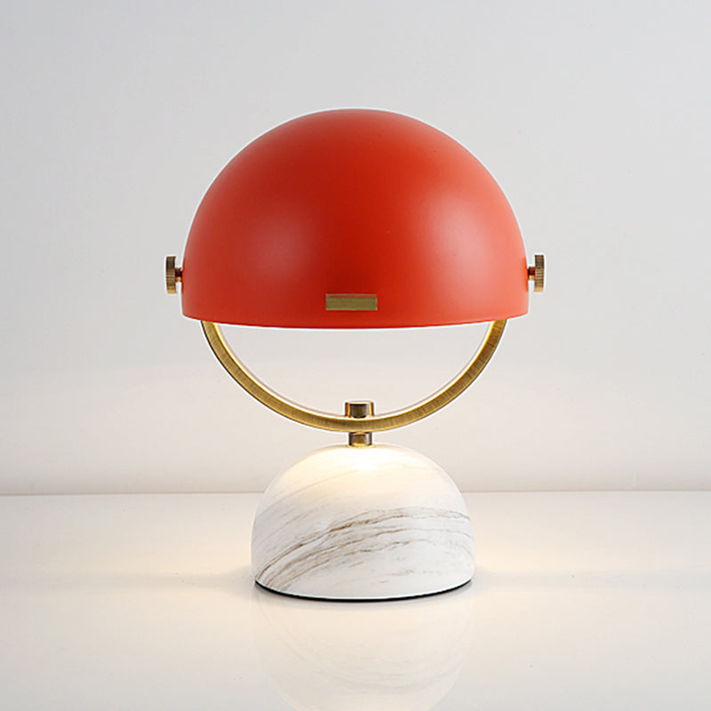 Black/Red Finish Domed Table Lamp Modern Style 1-Bulb Metal Table Light with Marble Base for Bedroom Red Clearhalo 'Lamps' 'Table Lamps' Lighting' 468525