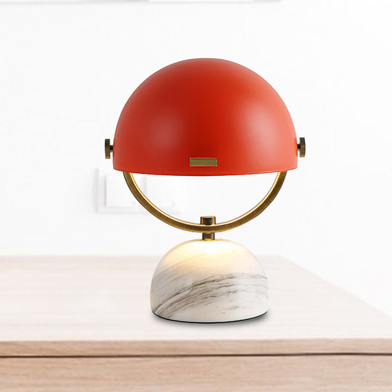 Black/Red Finish Domed Table Lamp Modern Style 1-Bulb Metal Table Light with Marble Base for Bedroom Clearhalo 'Lamps' 'Table Lamps' Lighting' 468526