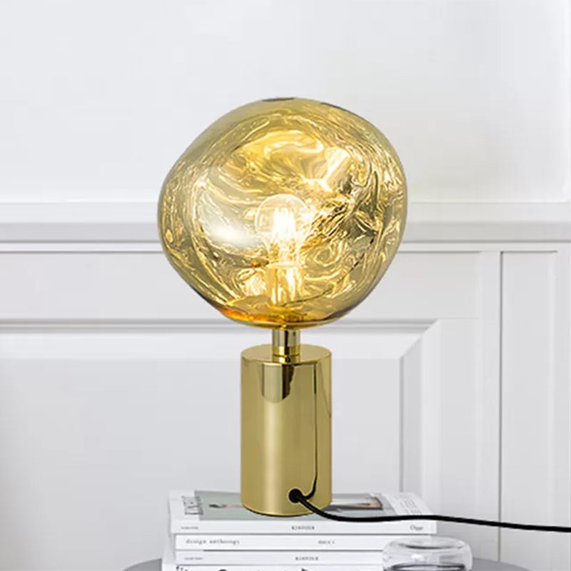 Modernist Style Molten Table Lighting Silver/Gold Hand-Blown Glass 1 Head Living Room Table Lamp Clearhalo 'Lamps' 'Table Lamps' Lighting' 468537