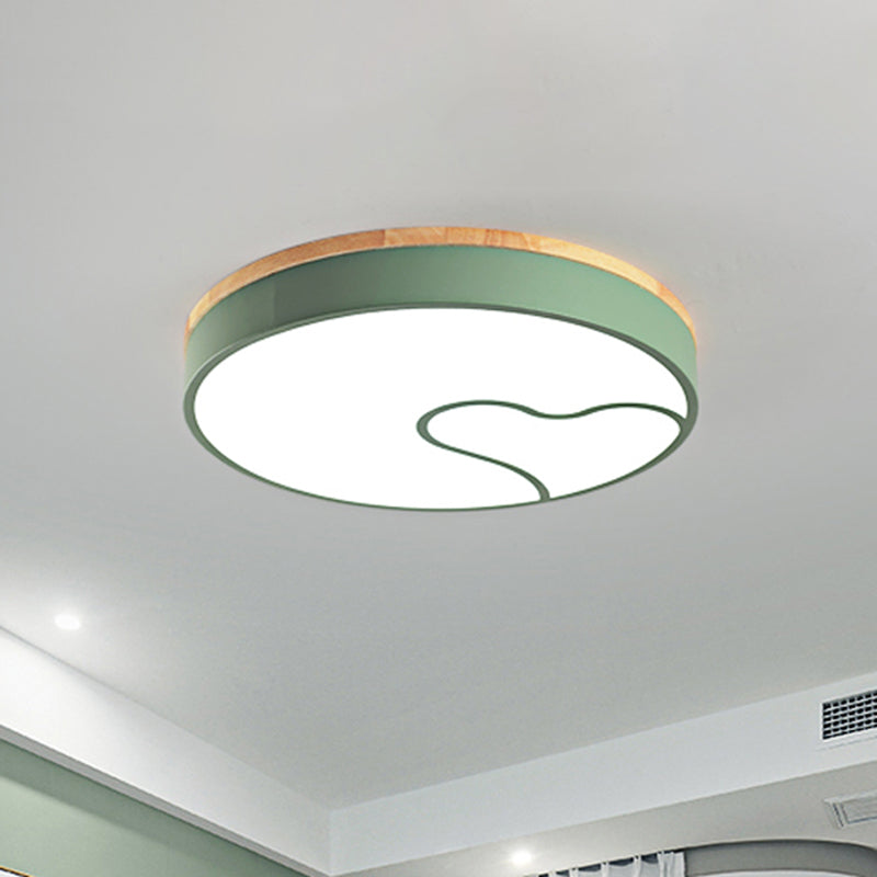 Led Nordic Flush Light with Metal Round Shade Green/Grey/White Ceiling Flush Lamp in Warm/White Clearhalo 'Ceiling Lights' 'Close To Ceiling Lights' 'Close to ceiling' 'Flush mount' Lighting' 468568