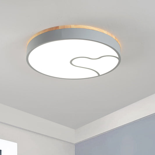 Led Nordic Flush Light with Metal Round Shade Green/Grey/White Ceiling Flush Lamp in Warm/White Clearhalo 'Ceiling Lights' 'Close To Ceiling Lights' 'Close to ceiling' 'Flush mount' Lighting' 468570