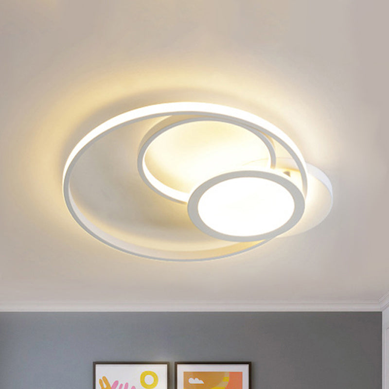 Multi Ring Ceiling Lamp Modern Acrylic Black/White LED Flush Mount Fixture for Bedroom in Warm/White Clearhalo 'Ceiling Lights' 'Close To Ceiling Lights' 'Close to ceiling' 'Flush mount' Lighting' 468580