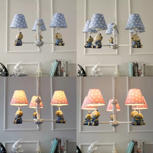Dot Tapered Shade Chandelier Kids Metal Resin Hanging Light with Monkey for Dining Room Clearhalo 'Ceiling Lights' 'Chandeliers' Lighting' options 47947