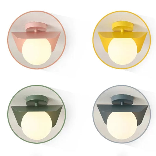 Macaron Loft Orb Shade Flush Mount Light Frosted Glass 1 Bulb Ceiling Fixture for Hallway Clearhalo 'Ceiling Lights' 'Close To Ceiling Lights' 'Close to ceiling' 'Flush mount' Lighting' 48418