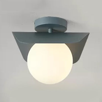 Macaron Loft Orb Shade Flush Mount Light Frosted Glass 1 Bulb Ceiling Fixture for Hallway Grey Clearhalo 'Ceiling Lights' 'Close To Ceiling Lights' 'Close to ceiling' 'Flush mount' Lighting' 48430