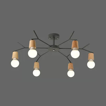 Branch Shape Living Room Chandelier Metal Multi Heads Nordic Stylish Pendant Light 6 Black Clearhalo 'Ceiling Lights' 'Chandeliers' Lighting' options 48473_b03d337c-19d1-4f38-a1b4-8731e5aa0a56