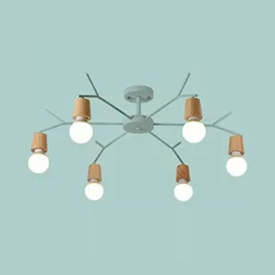 Branch Shape Living Room Chandelier Metal Multi Heads Nordic Stylish Pendant Light 6 Blue Clearhalo 'Ceiling Lights' 'Chandeliers' Lighting' options 48474_b5f9fefc-f7a0-409d-a6bd-0920993ffc76
