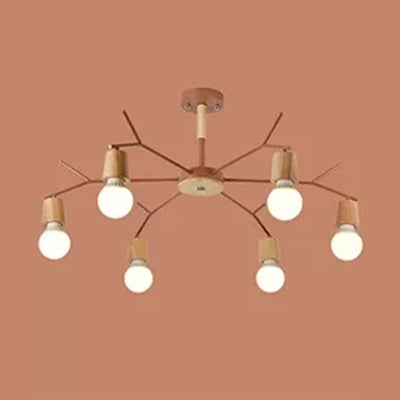 Branch Shape Living Room Chandelier Metal Multi Heads Nordic Stylish Pendant Light 6 Brown Clearhalo 'Ceiling Lights' 'Chandeliers' Lighting' options 48475_28b6968a-73c0-47ca-a9f9-bbe598ff89cb