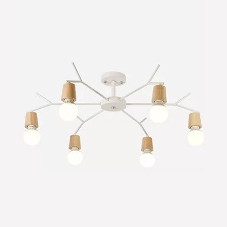 Branch Shape Living Room Chandelier Metal Multi Heads Nordic Stylish Pendant Light 6 White Clearhalo 'Ceiling Lights' 'Chandeliers' Lighting' options 48477_e50847c9-9911-4311-9c62-64f43ca75f0a