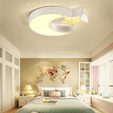 Kids White Ceiling Light Hollow Star Moon Acrylic LED Flush Mount Light for Study Room White Clearhalo 'Ceiling Lights' 'Close To Ceiling Lights' 'Close to ceiling' 'Flush mount' Lighting' 48617