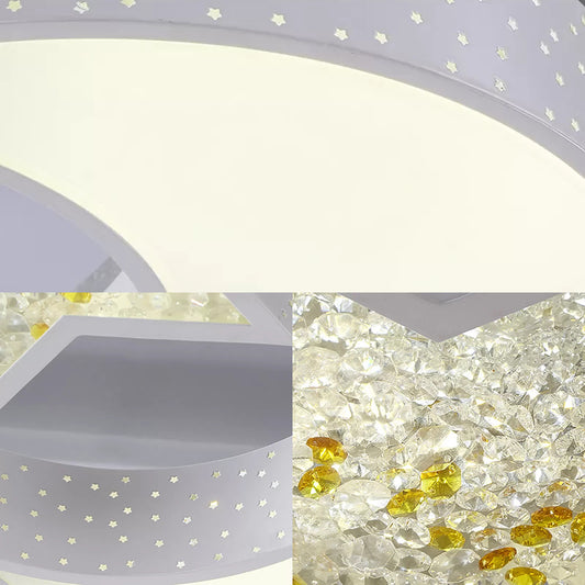 Kids White Ceiling Light Hollow Star Moon Acrylic LED Flush Mount Light for Study Room Clearhalo 'Ceiling Lights' 'Close To Ceiling Lights' 'Close to ceiling' 'Flush mount' Lighting' 48621