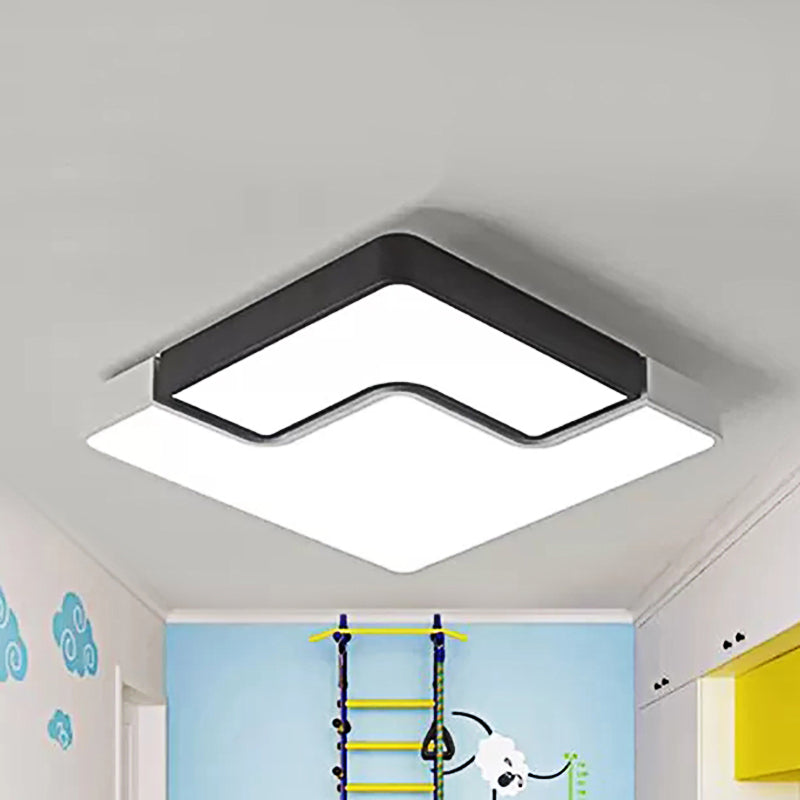 Simple Black & White Ceiling Lamp Square Acrylic LED Flush Mount Light for Child Bedroom Black-White Clearhalo 'Ceiling Lights' 'Close To Ceiling Lights' 'Close to ceiling' 'Flush mount' Lighting' 48738