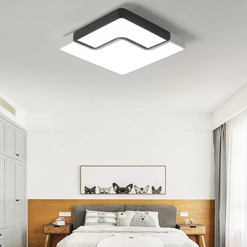 Simple Black & White Ceiling Lamp Square Acrylic LED Flush Mount Light for Child Bedroom Clearhalo 'Ceiling Lights' 'Close To Ceiling Lights' 'Close to ceiling' 'Flush mount' Lighting' 48739