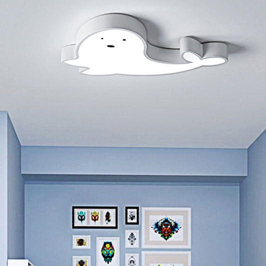 Acrylic Dancing Dolphin Ceiling Mount Light Animal LED Ceiling Fixture in White for Baby Room Clearhalo 'Ceiling Lights' 'Close To Ceiling Lights' 'Close to ceiling' Lighting' 48780