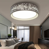 Acrylic Round LED Flush Ceiling Light with City View Study Room Creative Ceiling Lamp in White White Clearhalo 'Ceiling Lights' 'Close To Ceiling Lights' 'Close to ceiling' 'Flush mount' Lighting' 48871