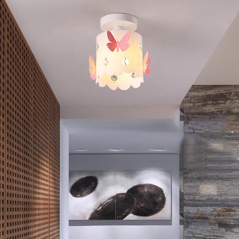 Modern Cylinder Ceiling Mount Light with Hollow Butterfly Acrylic White Ceiling Lamp for Kitchen Clearhalo 'Ceiling Lights' 'Close To Ceiling Lights' 'Close to ceiling' 'Flush mount' Lighting' 48884