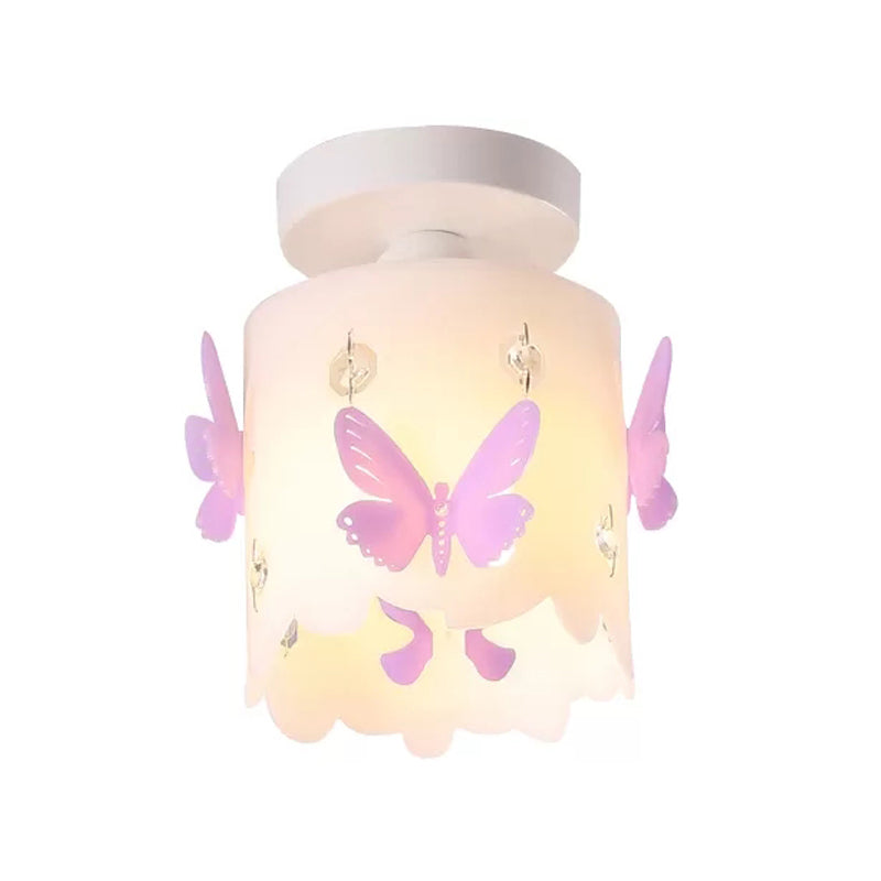 Modern Cylinder Ceiling Mount Light with Hollow Butterfly Acrylic White Ceiling Lamp for Kitchen Clearhalo 'Ceiling Lights' 'Close To Ceiling Lights' 'Close to ceiling' 'Flush mount' Lighting' 48890