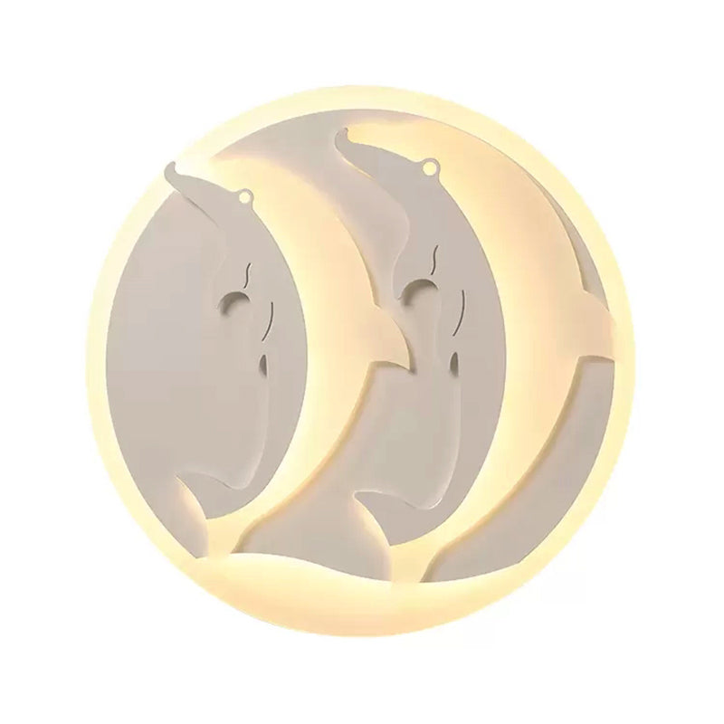 Animal Diving Dolphin Ceiling Fixture Acrylic LED Flush Ceiling Light in White for Kid Bedroom Clearhalo 'Ceiling Lights' 'Close To Ceiling Lights' 'Close to ceiling' 'Flush mount' Lighting' 48973