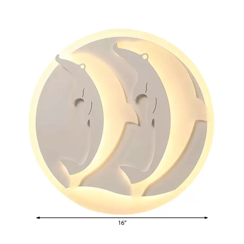 Animal Diving Dolphin Ceiling Fixture Acrylic LED Flush Ceiling Light in White for Kid Bedroom Clearhalo 'Ceiling Lights' 'Close To Ceiling Lights' 'Close to ceiling' 'Flush mount' Lighting' 48974