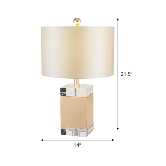 1 Head Bedroom Task Light Simplicity White Nightstand Lamp with Cylinder Fabric Shade Clearhalo 'Lamps' 'Table Lamps' Lighting' 493371