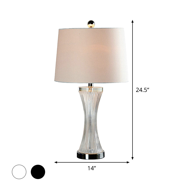 1 Head Living Room Table Lamp Simplicity White/Black Desk Light with Barrel Fabric Shade Clearhalo 'Lamps' 'Table Lamps' Lighting' 493406
