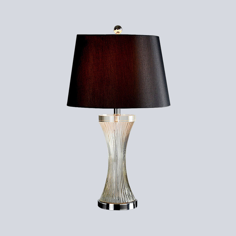 1 Head Living Room Table Lamp Simplicity White/Black Desk Light with Barrel Fabric Shade Clearhalo 'Lamps' 'Table Lamps' Lighting' 493410