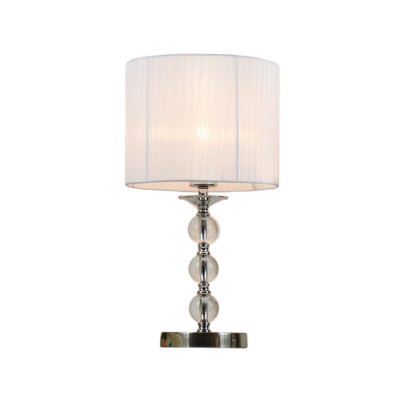 Sphere Fabric Task Light Modernist Hand-Cut Crystal 1 Bulb Nightstand Lamp in White Clearhalo 'Lamps' 'Table Lamps' Lighting' 493434