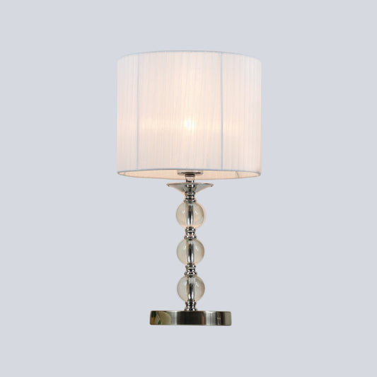 Sphere Fabric Task Light Modernist Hand-Cut Crystal 1 Bulb Nightstand Lamp in White Clearhalo 'Lamps' 'Table Lamps' Lighting' 493435