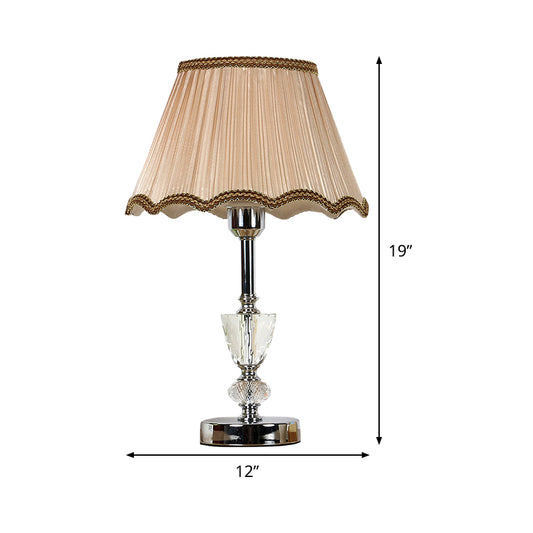 Fabric Cone Shade Task Lighting Modernism 1 Bulb Reading Lamp in Beige with Braided Trim Clearhalo 'Lamps' 'Table Lamps' Lighting' 493442