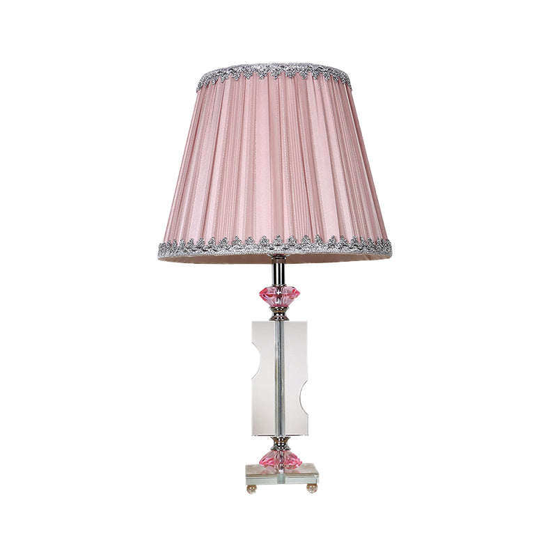 1 Head Living Room Desk Lamp Modernism Pink Table Light with Pleated Fabric Shade Clearhalo 'Lamps' 'Table Lamps' Lighting' 493457