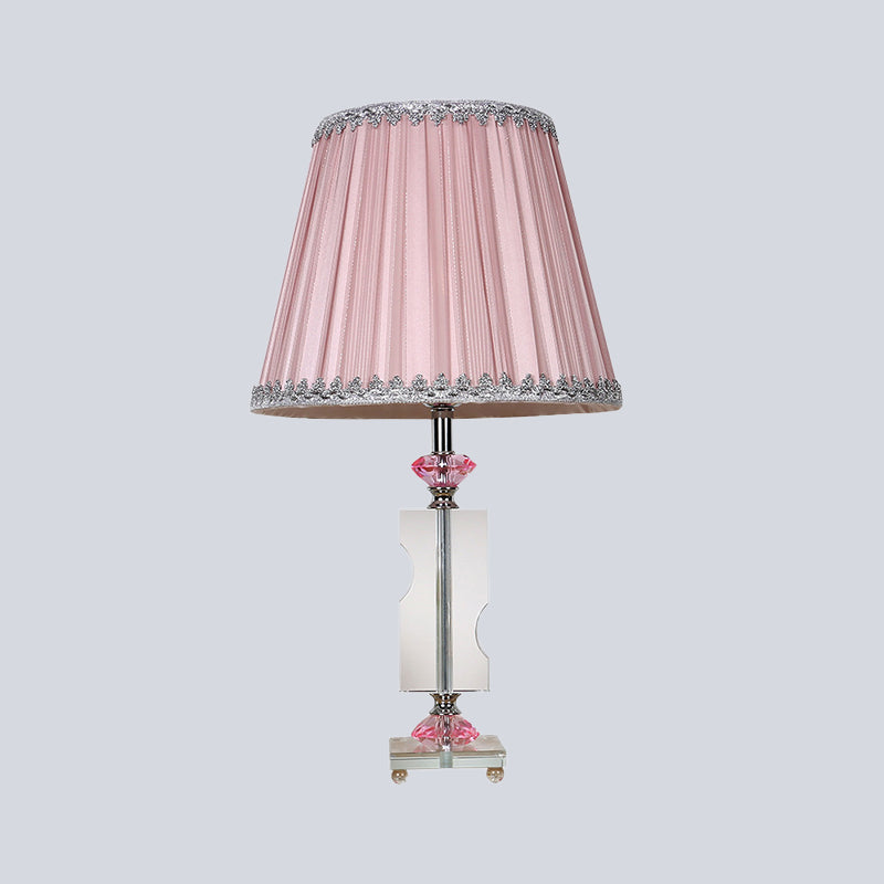 1 Head Living Room Desk Lamp Modernism Pink Table Light with Pleated Fabric Shade Clearhalo 'Lamps' 'Table Lamps' Lighting' 493458